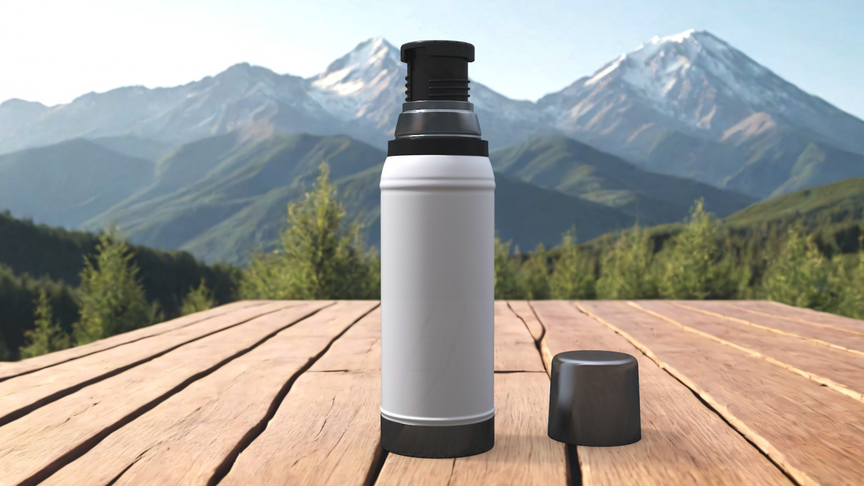 White Thermos Flask Open 3D model