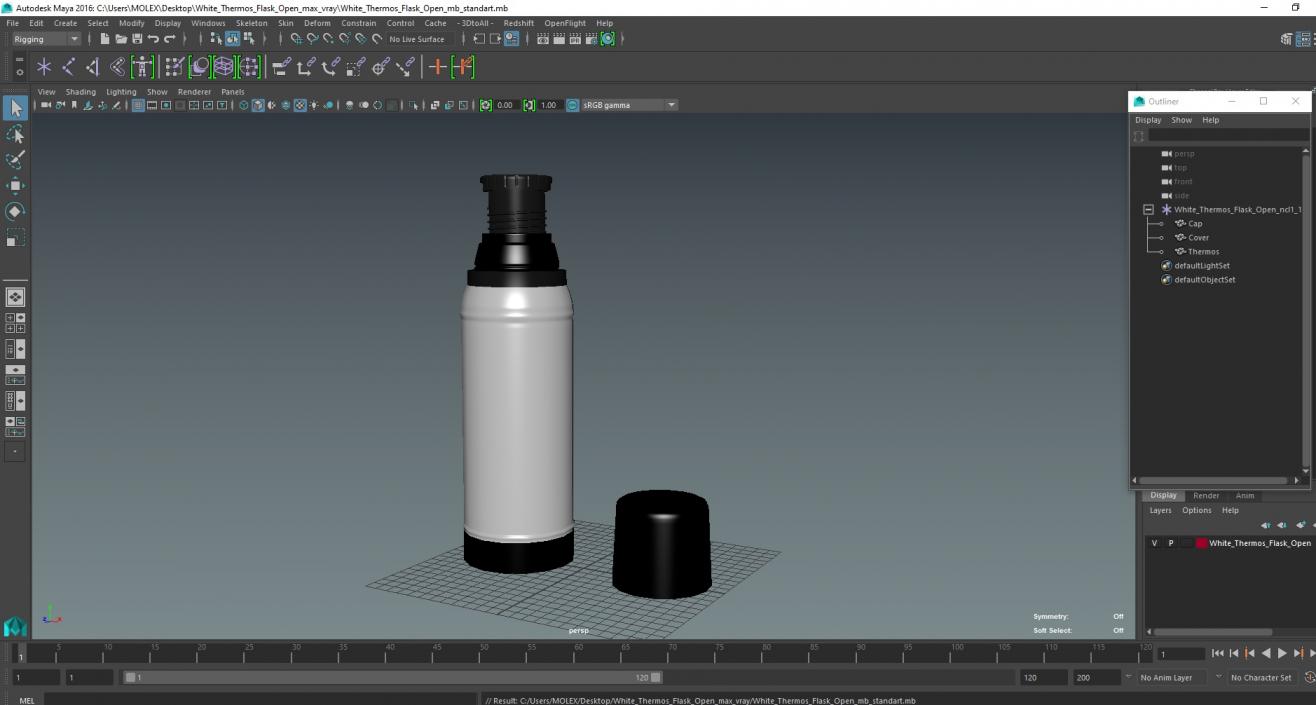 White Thermos Flask Open 3D model