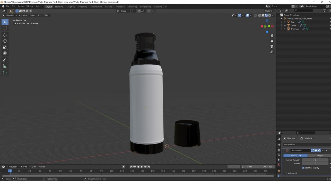 White Thermos Flask Open 3D model