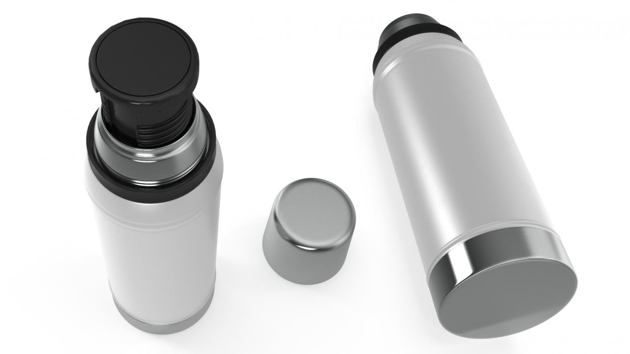 White Thermos Flask Open 3D model