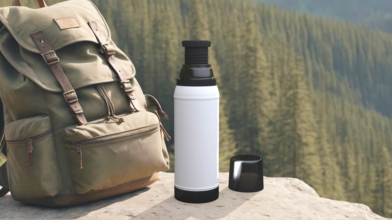 White Thermos Flask Open 3D model