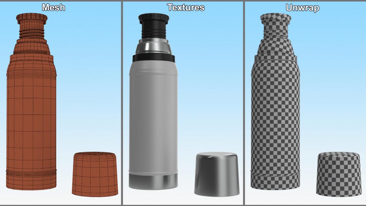 White Thermos Flask Open 3D model