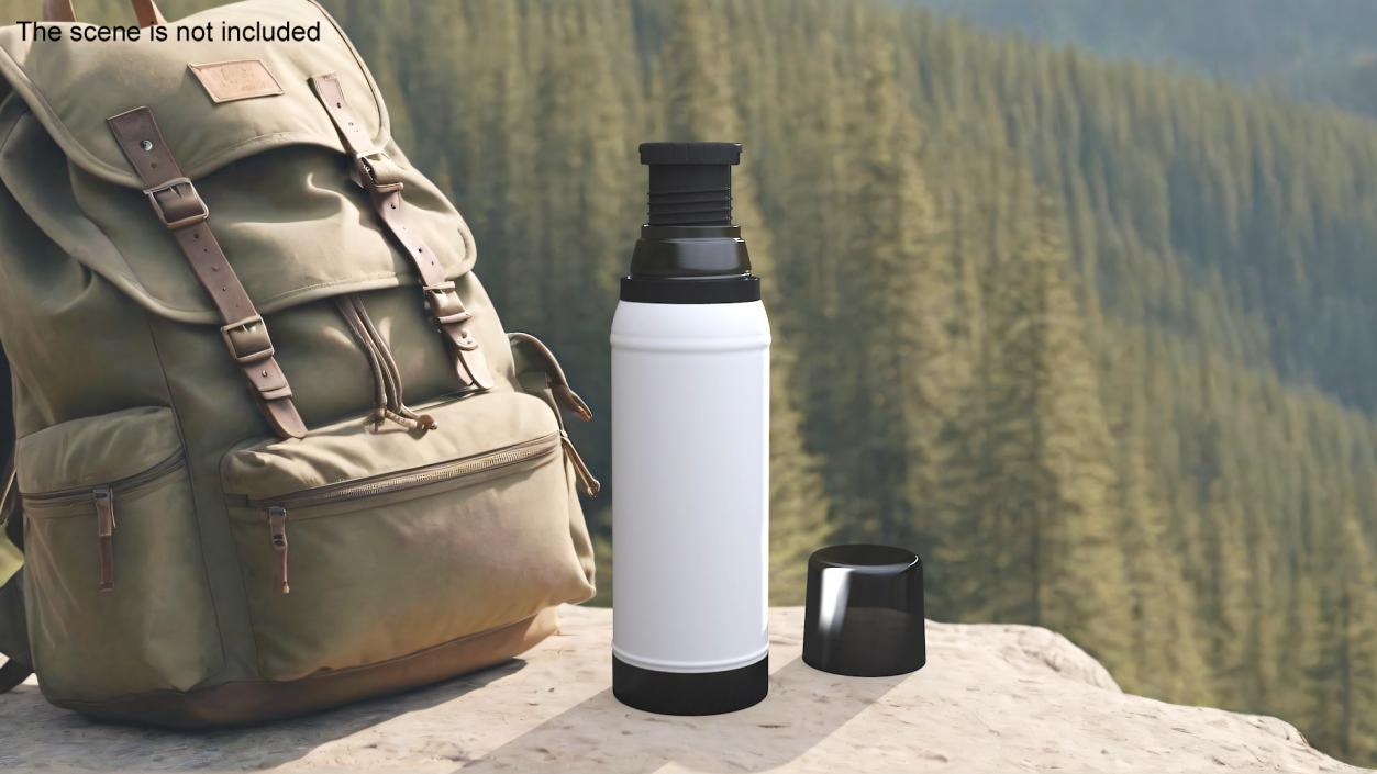 White Thermos Flask Open 3D model