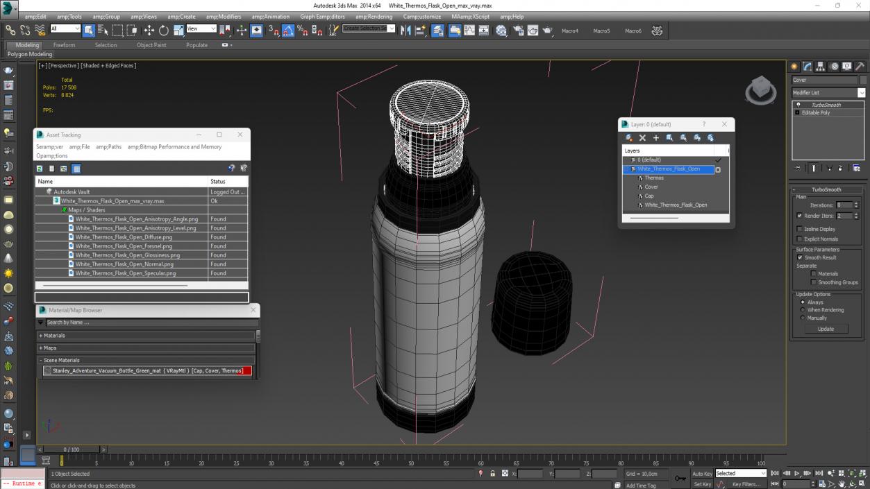 White Thermos Flask Open 3D model