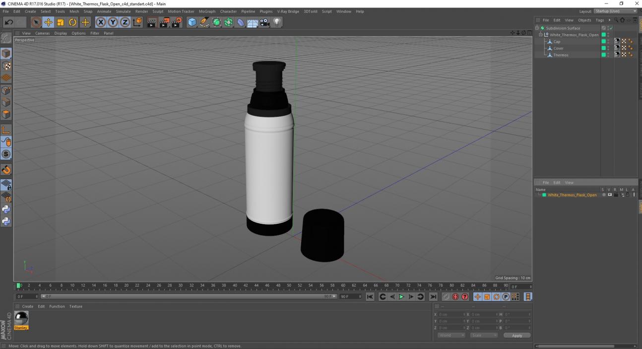 White Thermos Flask Open 3D model