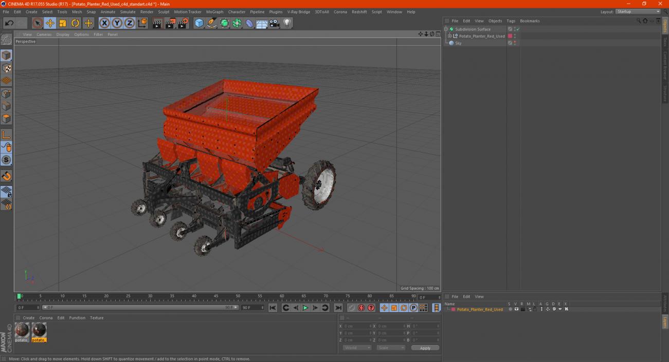 3D Potato Planter Red Used model