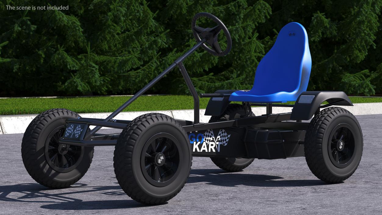 Blue Pedal Go Kart Rigged for Cinema 4D 3D model