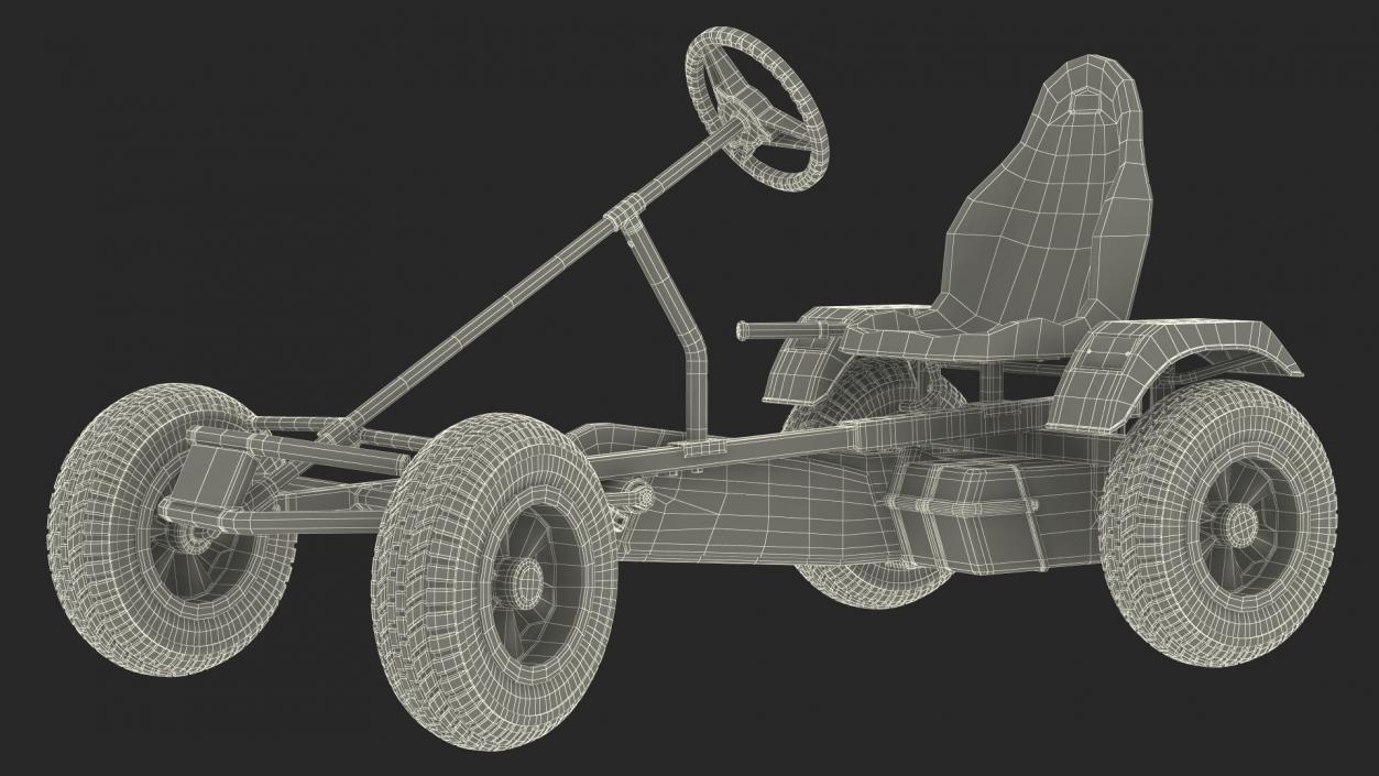 Blue Pedal Go Kart Rigged for Cinema 4D 3D model