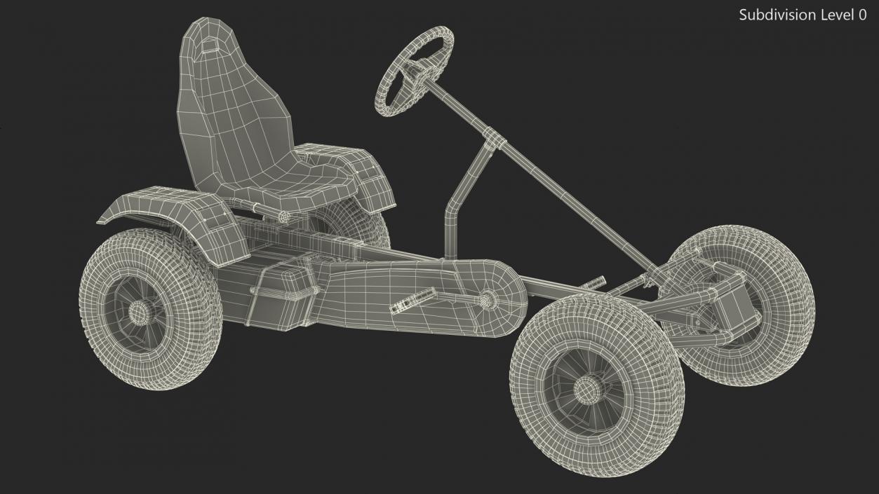 Blue Pedal Go Kart Rigged for Maya 3D model