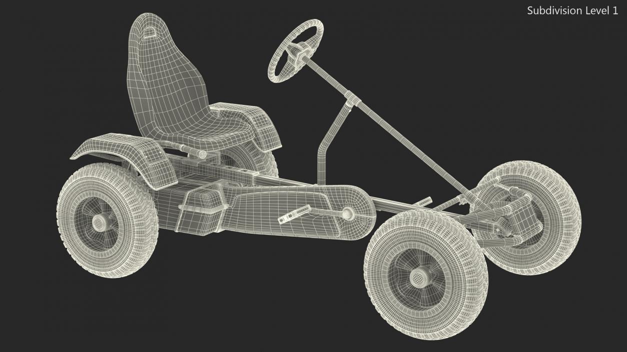 Blue Pedal Go Kart Rigged for Cinema 4D 3D model