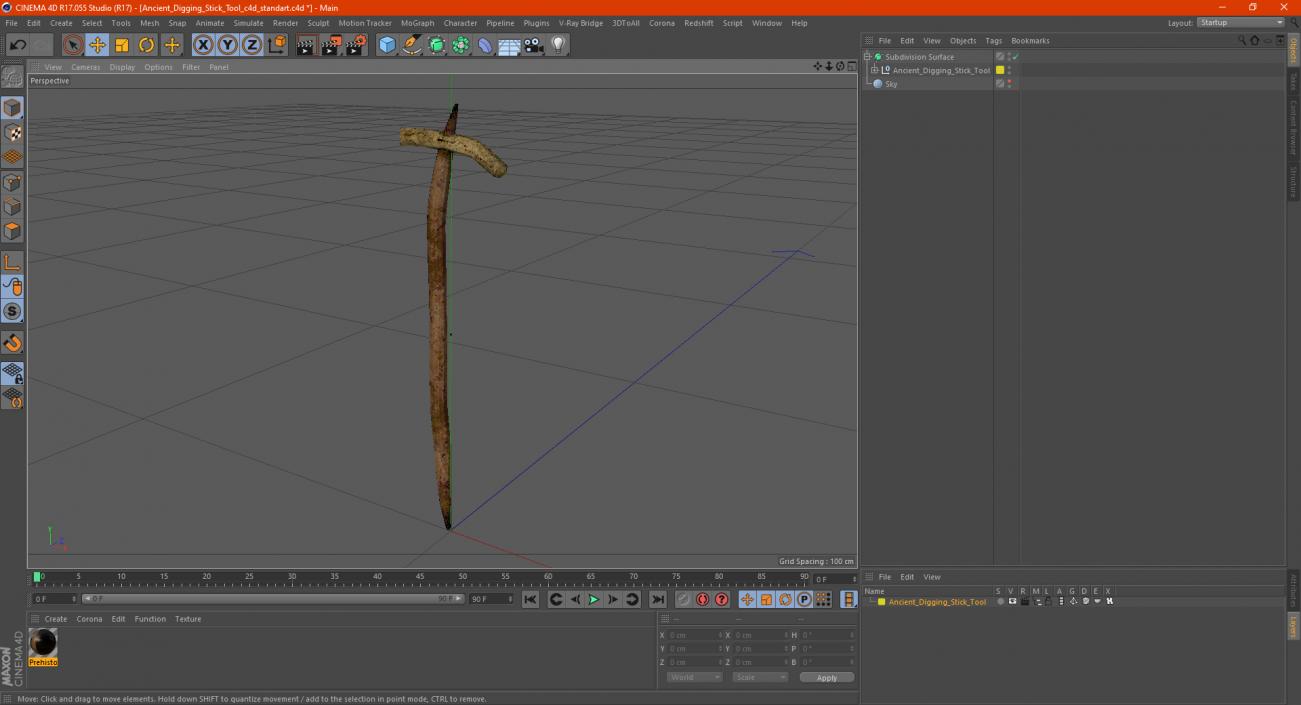 3D Ancient Digging Stick Tool