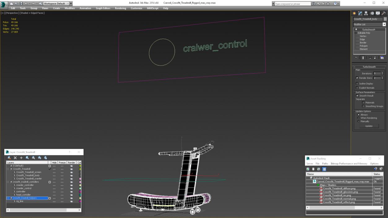 Curved Crossfit Treadmill Rigged 3D