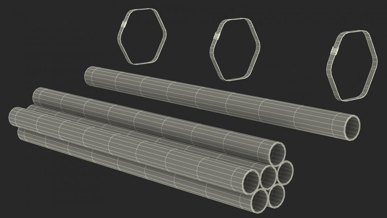 Thick Plastic Pipes Bundle 2 Meters 2 3D