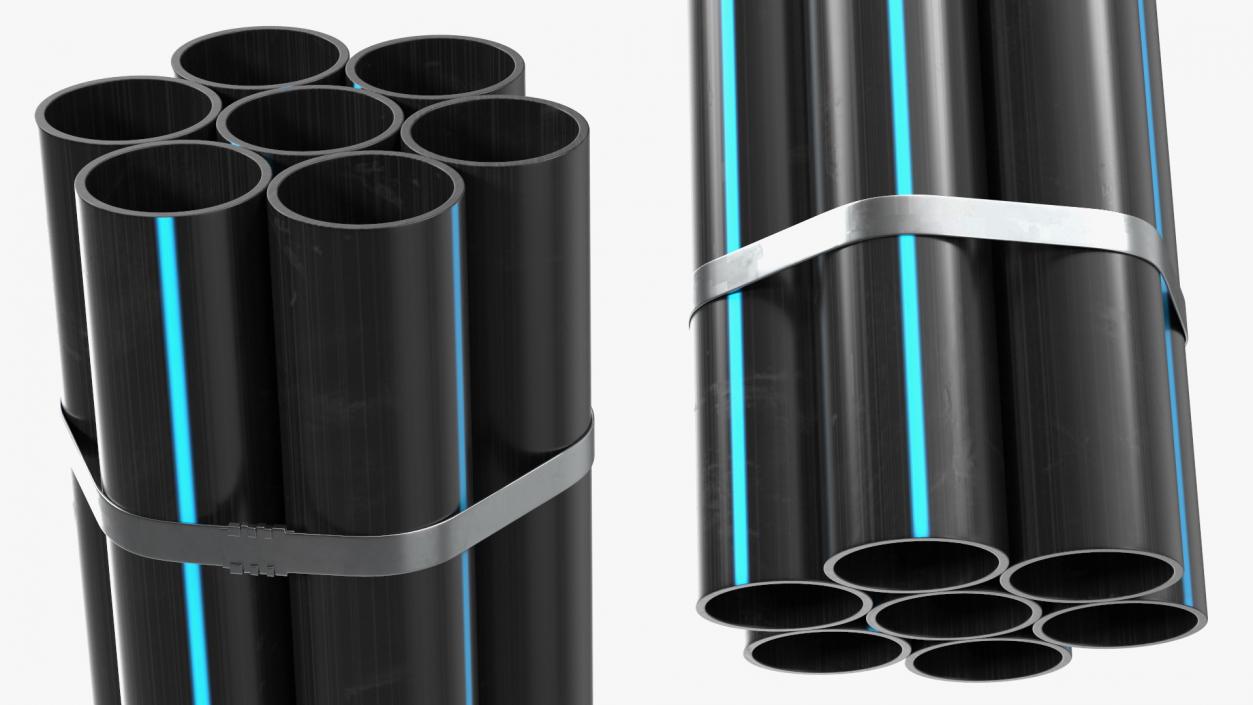 Thick Plastic Pipes Bundle 2 Meters 2 3D