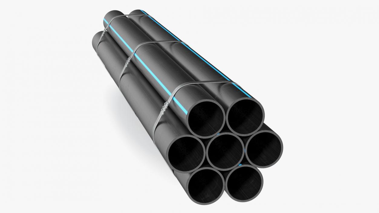 Thick Plastic Pipes Bundle 2 Meters 2 3D