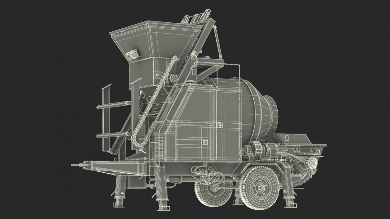 Portable Concrete Mixer Pump JBT40 3D model