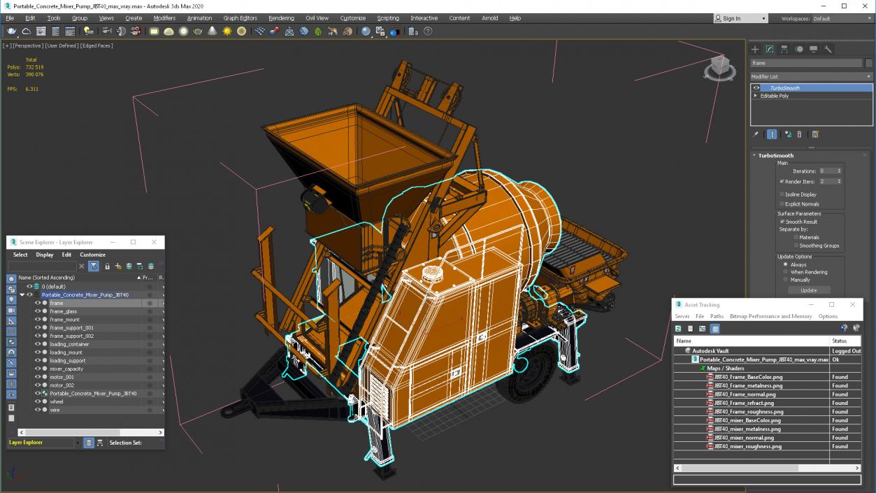 Portable Concrete Mixer Pump JBT40 3D model