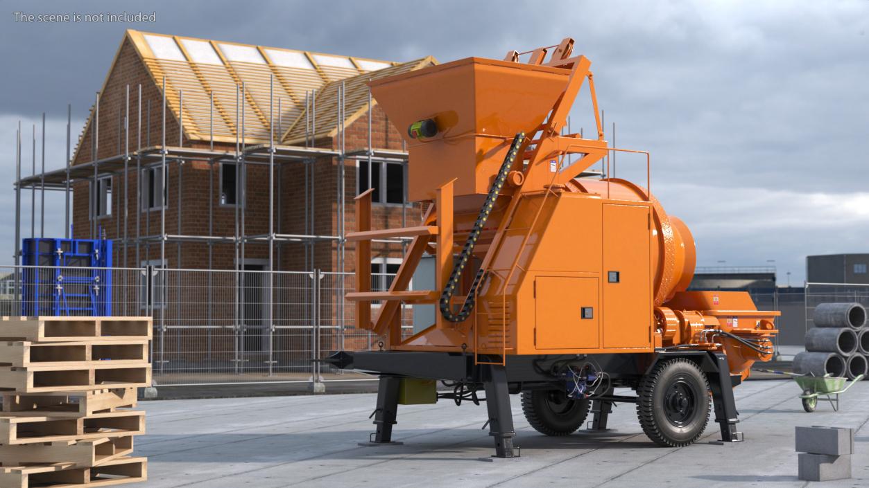 Portable Concrete Mixer Pump JBT40 3D model