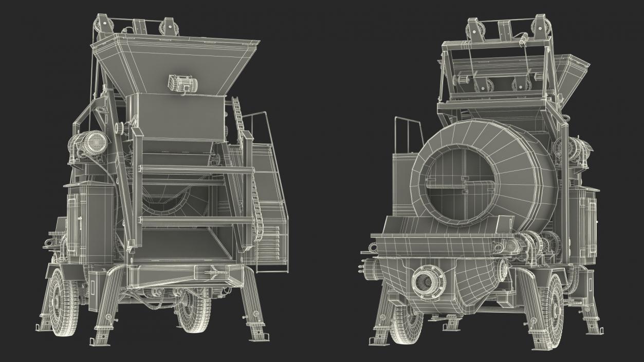 Portable Concrete Mixer Pump JBT40 3D model