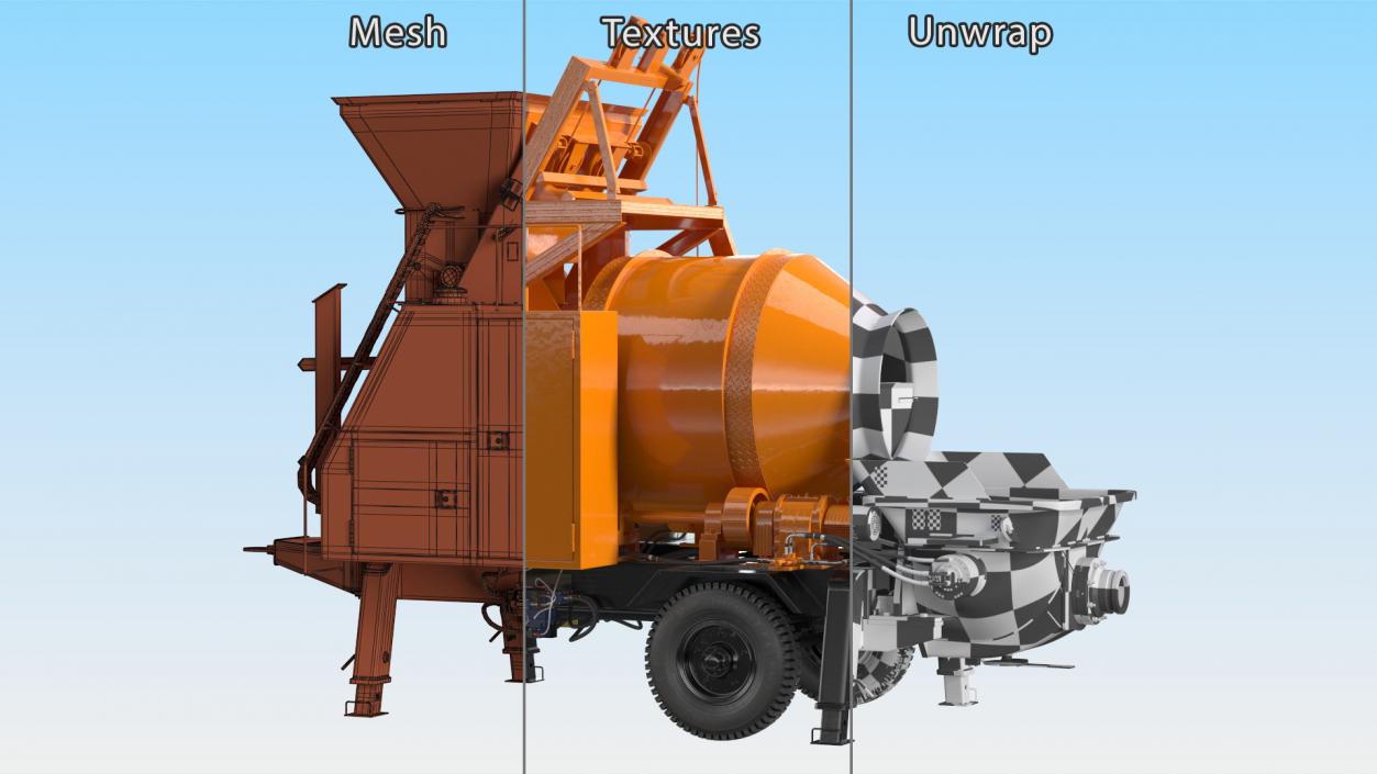 Portable Concrete Mixer Pump JBT40 3D model