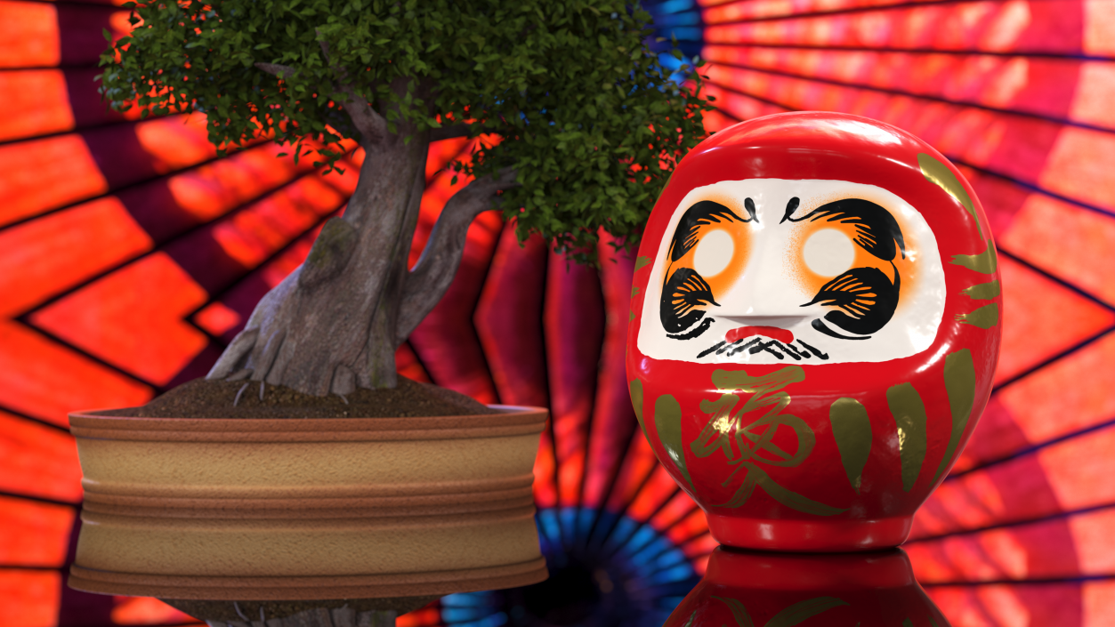 3D Traditional Japanese Daruma Doll Red