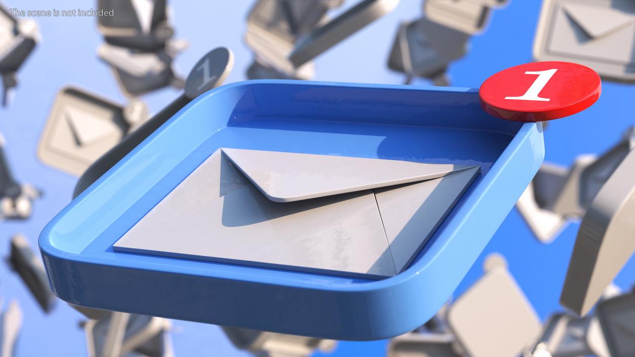 3D Email Notification Icon model