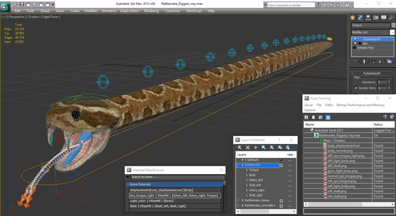 3D Rattlesnake Rigged model