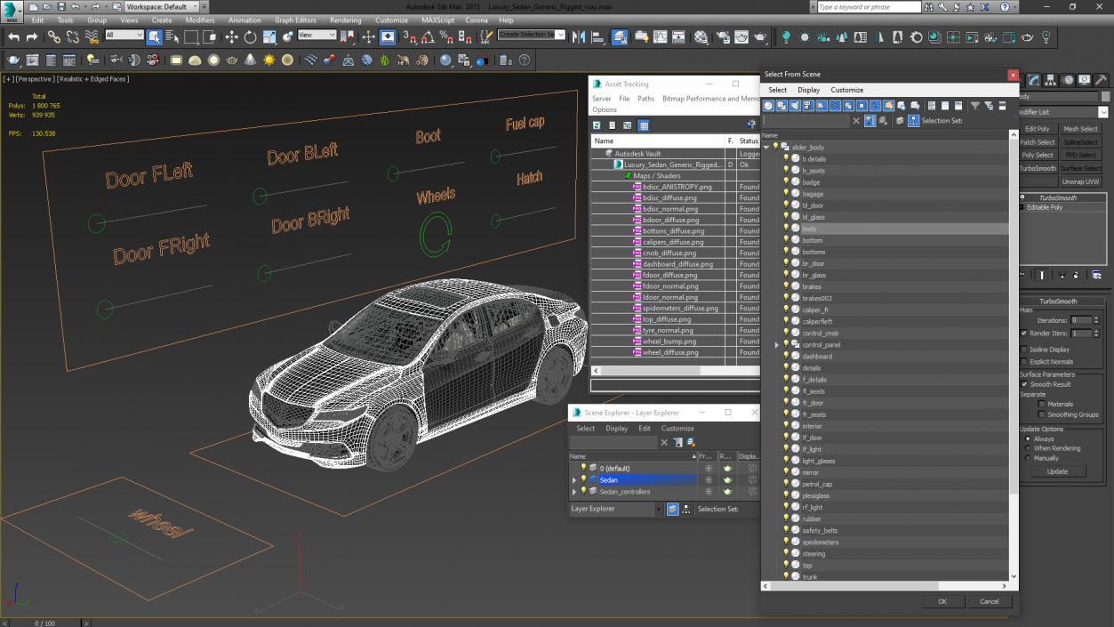 Luxury Sedan Generic Rigged 3D