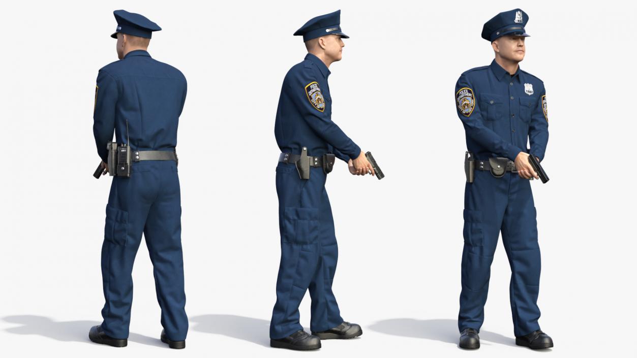 3D model NYPD Police Officer Fur Rigged