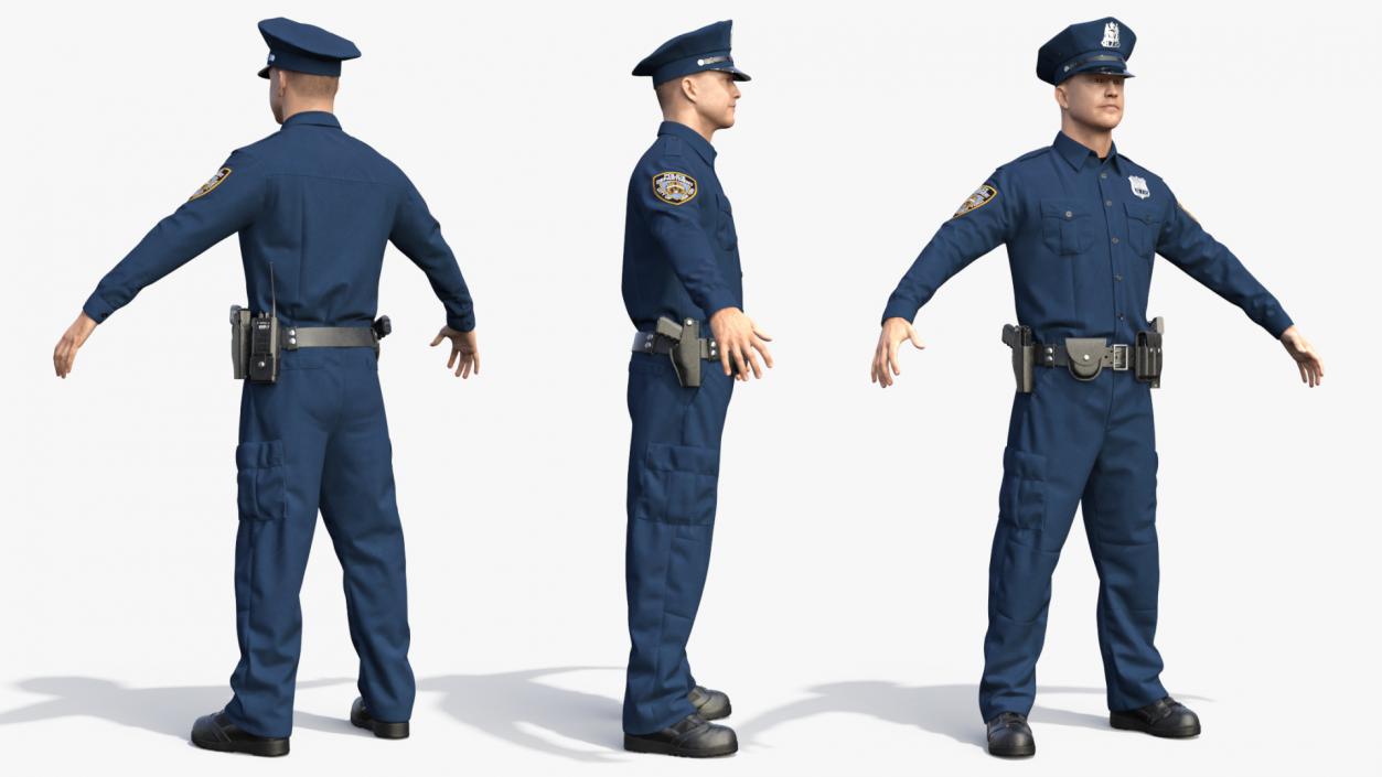 3D model NYPD Police Officer Fur Rigged