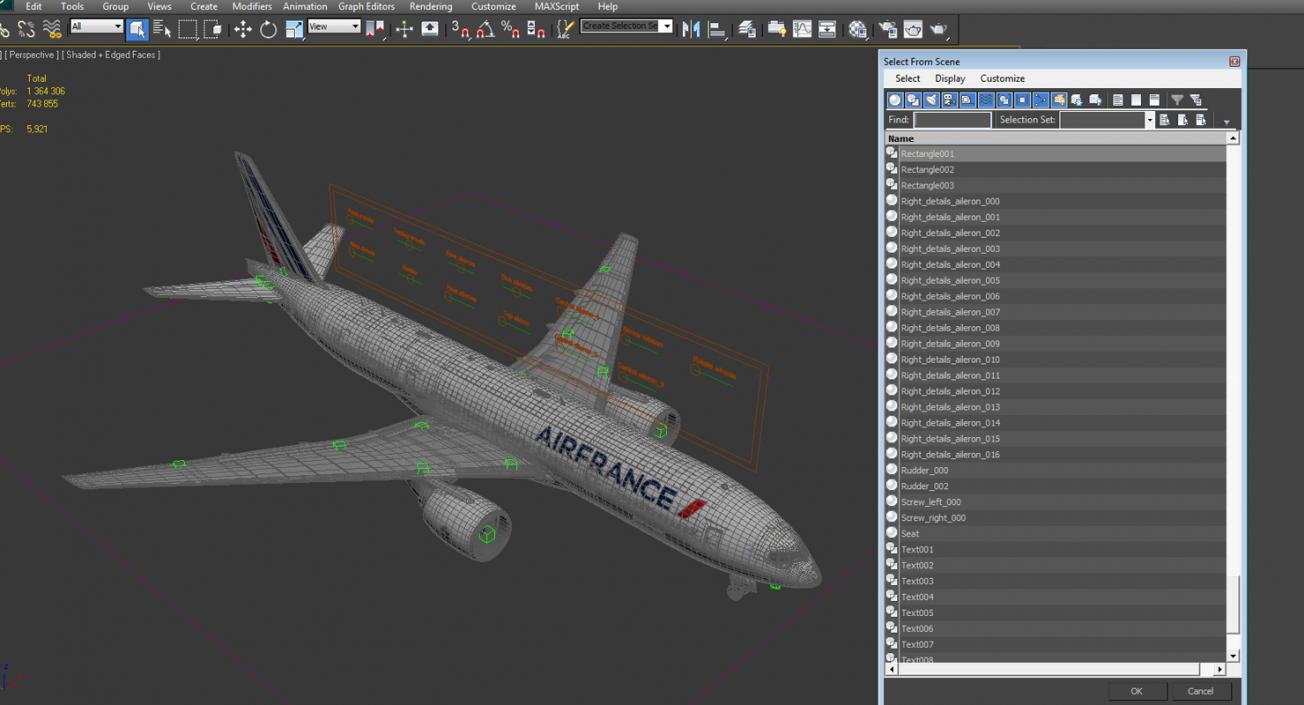 Boeing 777-200 Air France Rigged 3D