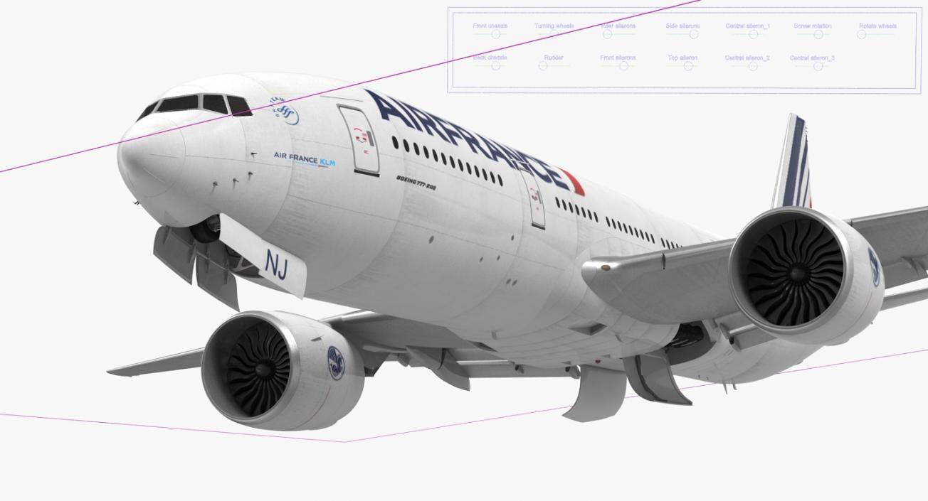 Boeing 777-200 Air France Rigged 3D