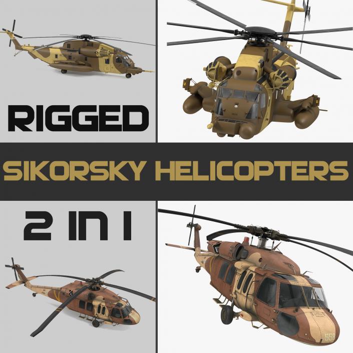 Sikorsky Military Rigged Helicopters Collection 3D