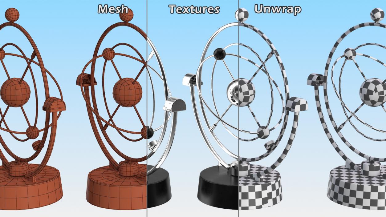 3D Orbital Newton Pendulum Model Rigged