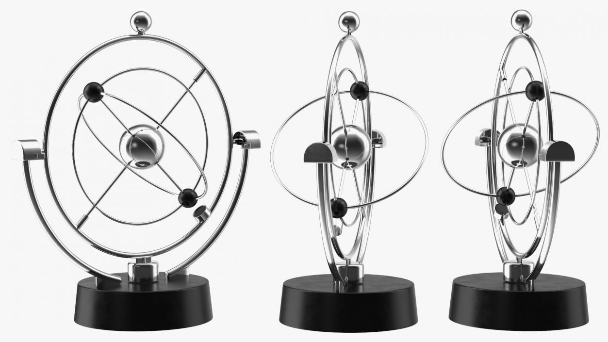 3D Orbital Newton Pendulum Model Rigged