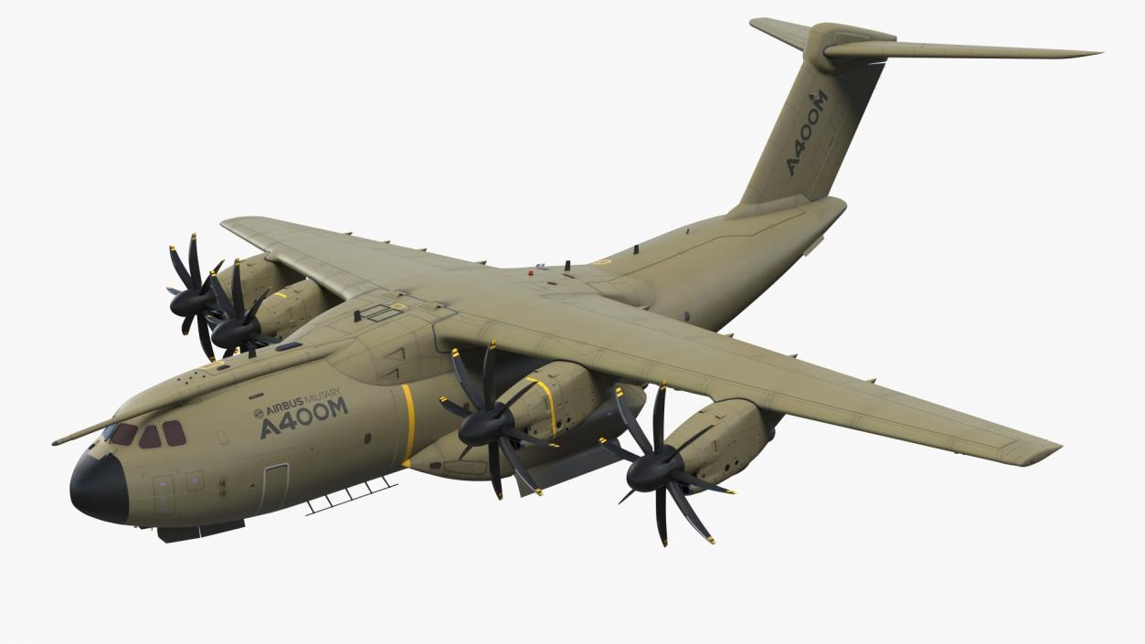 Airbus Atlas Military Transport Green Rigged 3D model