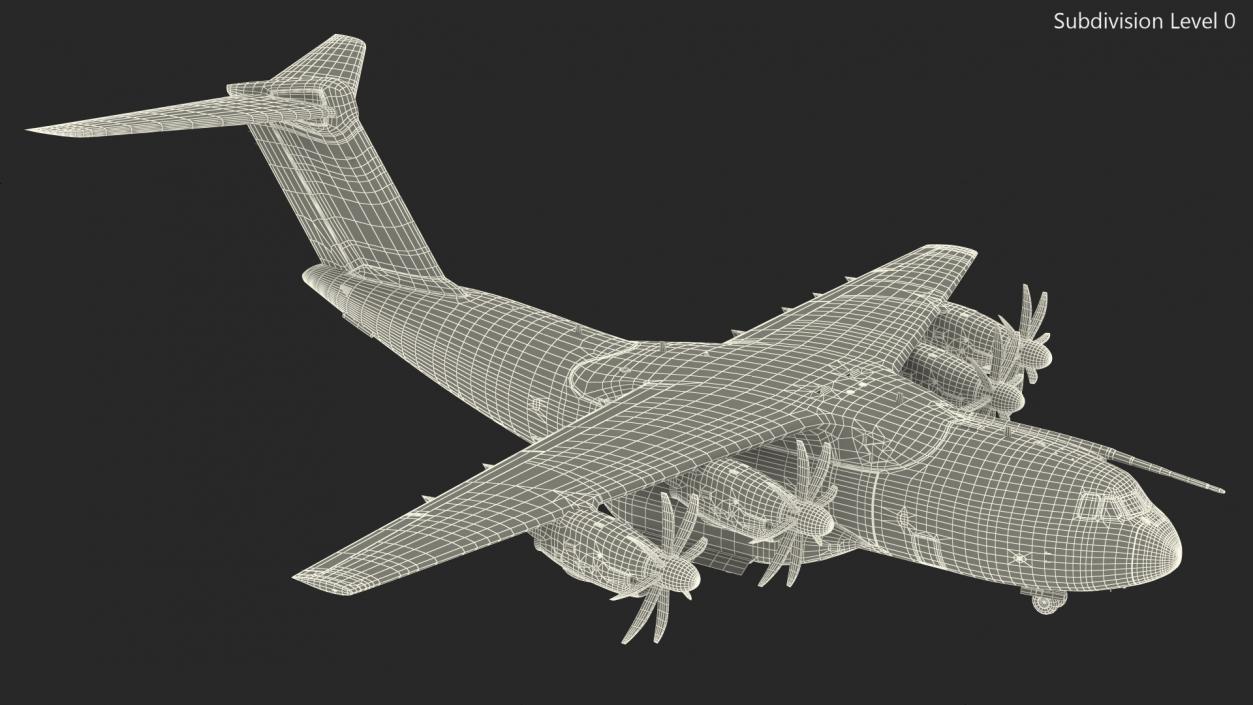 Airbus Atlas Military Transport Green Rigged 3D model