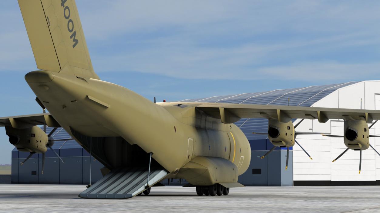 Airbus Atlas Military Transport Green Rigged 3D model