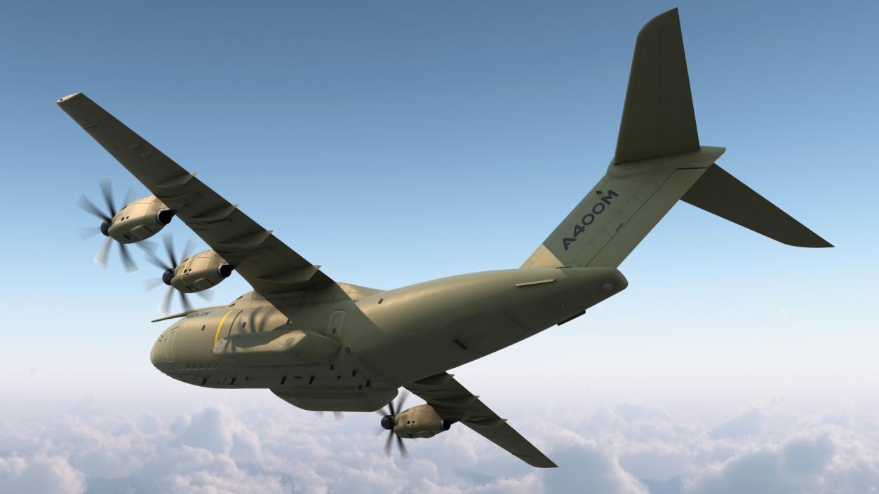 Airbus Atlas Military Transport Green Rigged 3D model