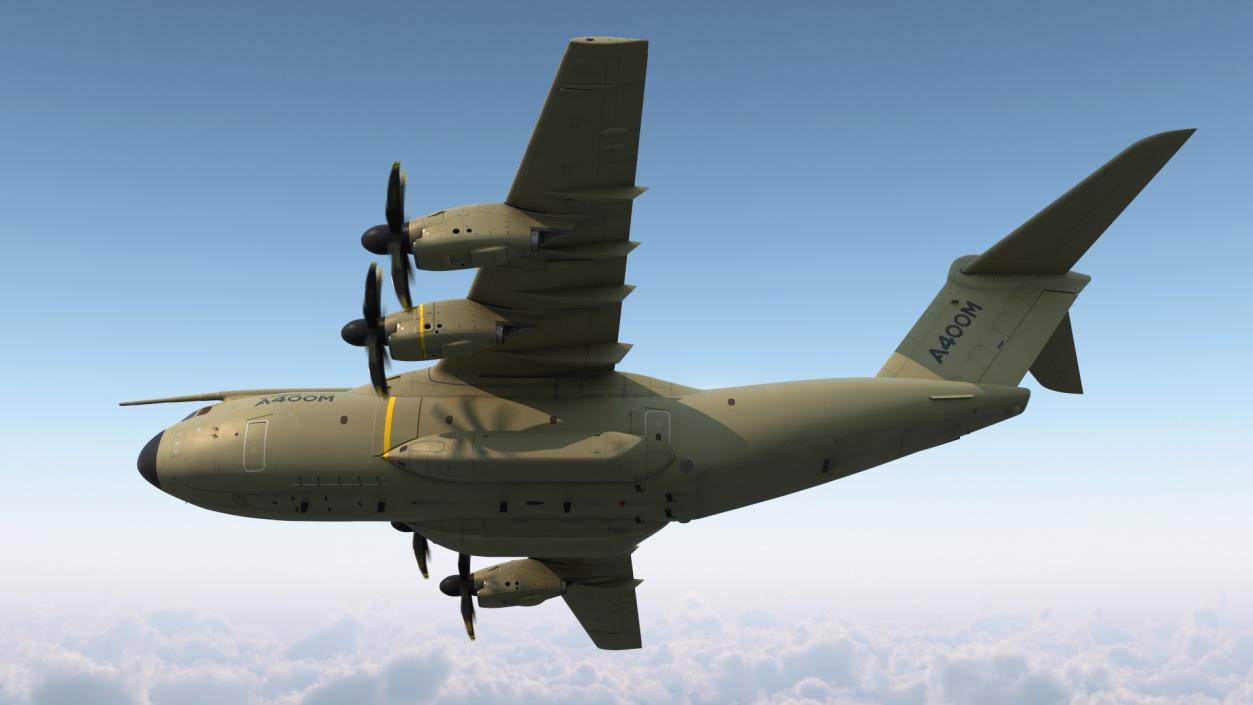 Airbus Atlas Military Transport Green Rigged 3D model