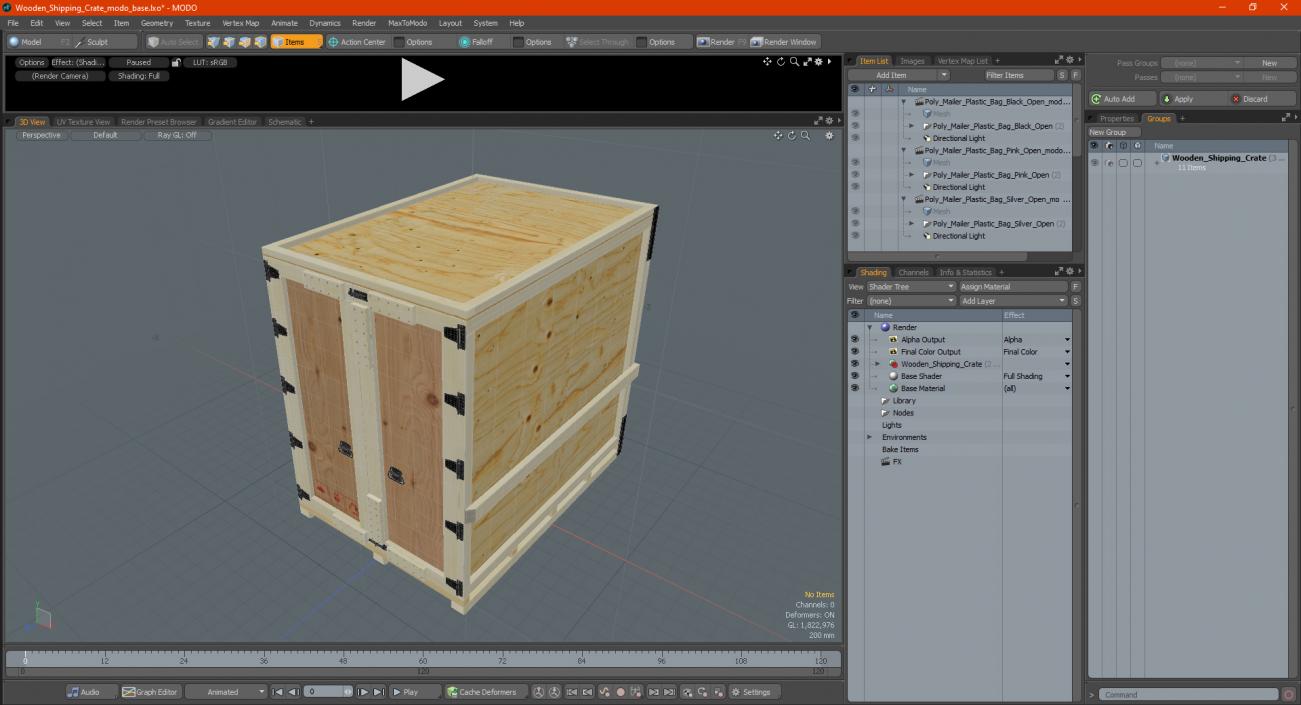 3D Wooden Shipping Crate 4 model