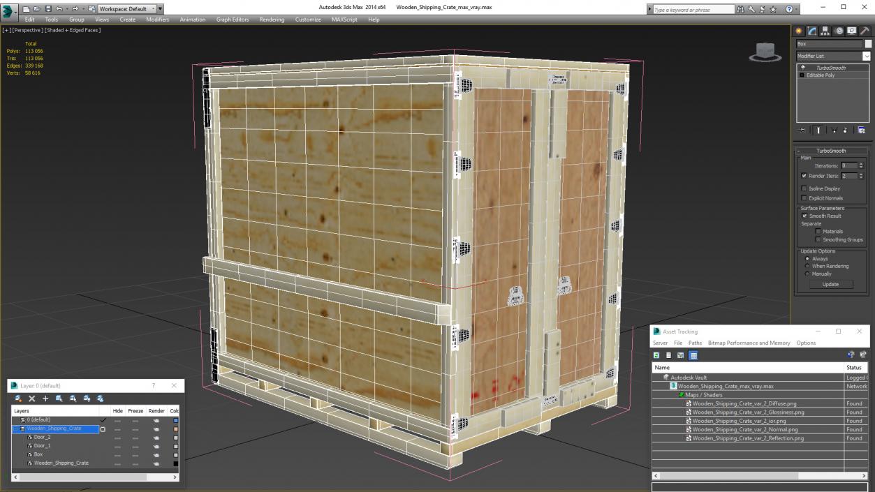 3D Wooden Shipping Crate 4 model