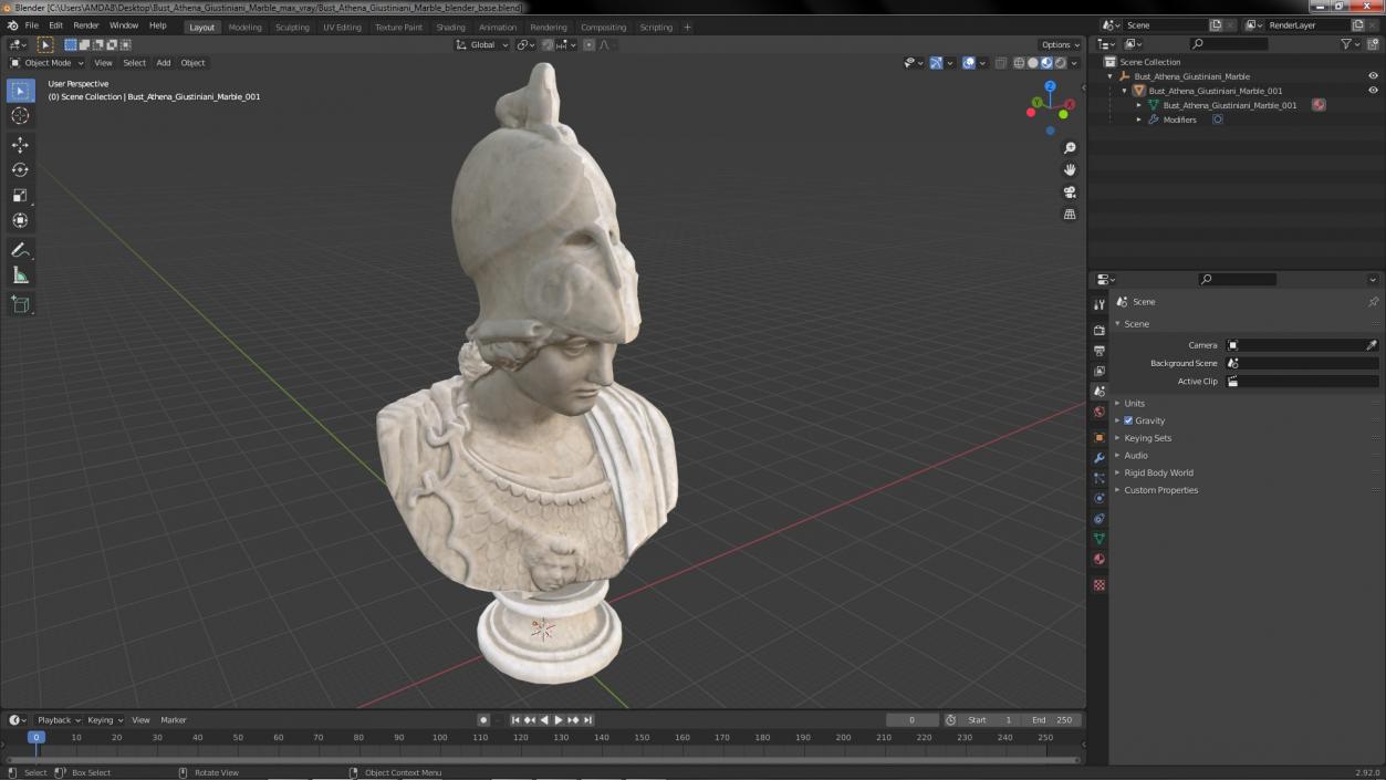 3D model Bust Athena Giustiniani Marble