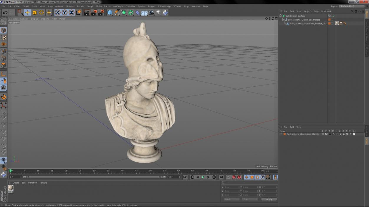 3D model Bust Athena Giustiniani Marble