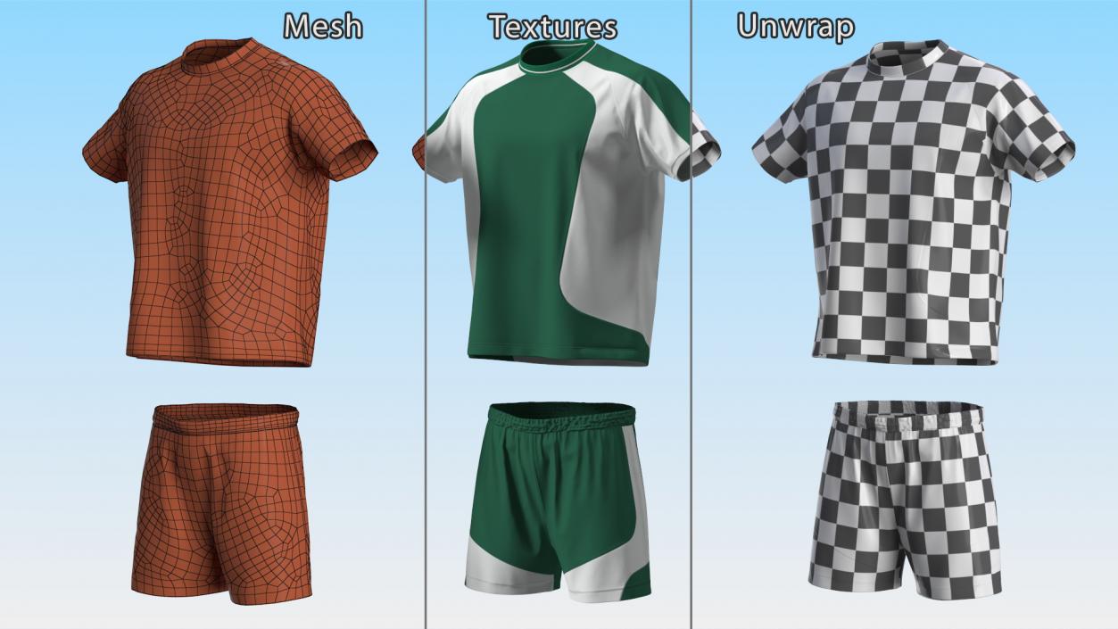 3D Soccer Uniform with Shin Guards