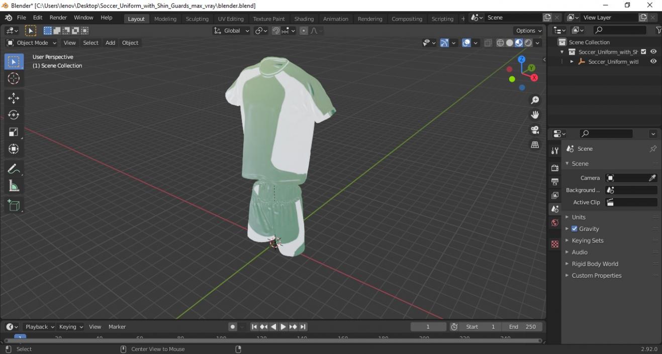 3D Soccer Uniform with Shin Guards