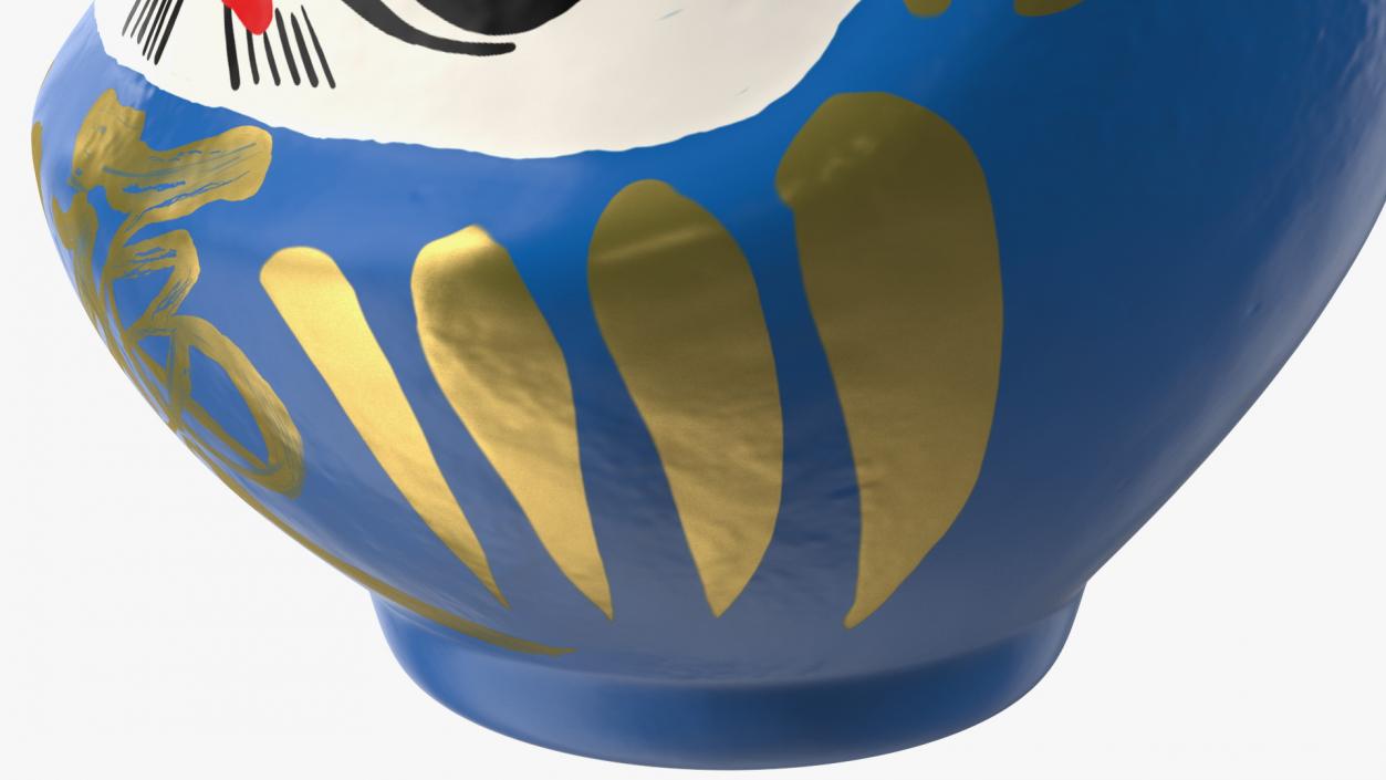 Traditional Japanese Daruma Doll Blue 3D