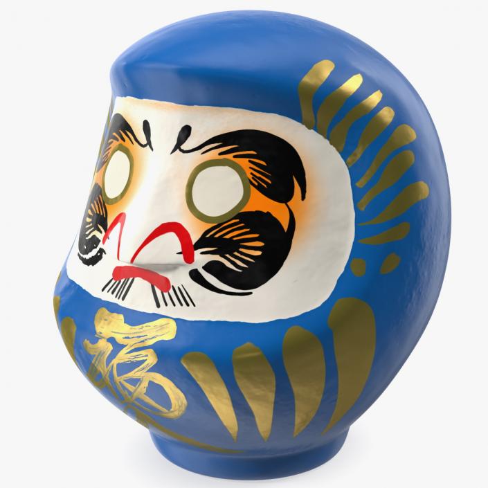 Traditional Japanese Daruma Doll Blue 3D