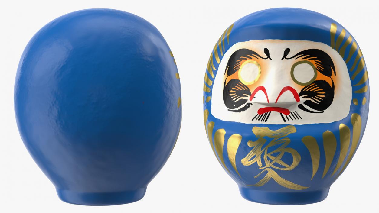 Traditional Japanese Daruma Doll Blue 3D