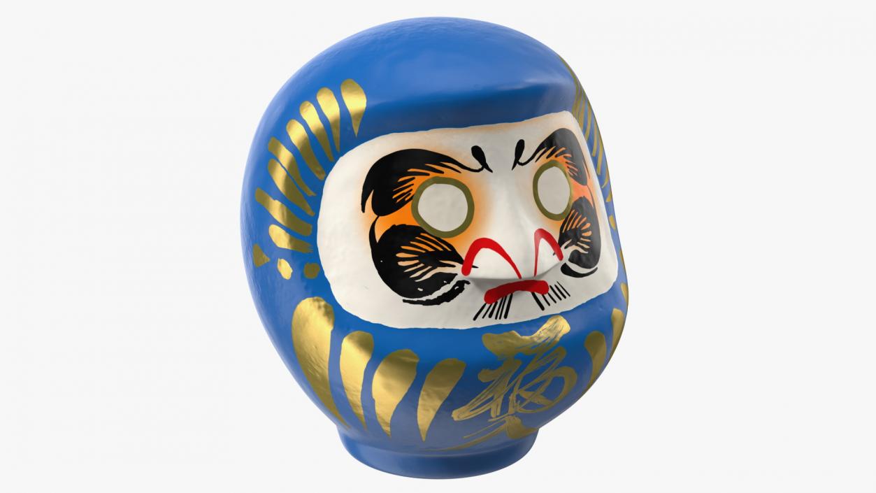 Traditional Japanese Daruma Doll Blue 3D